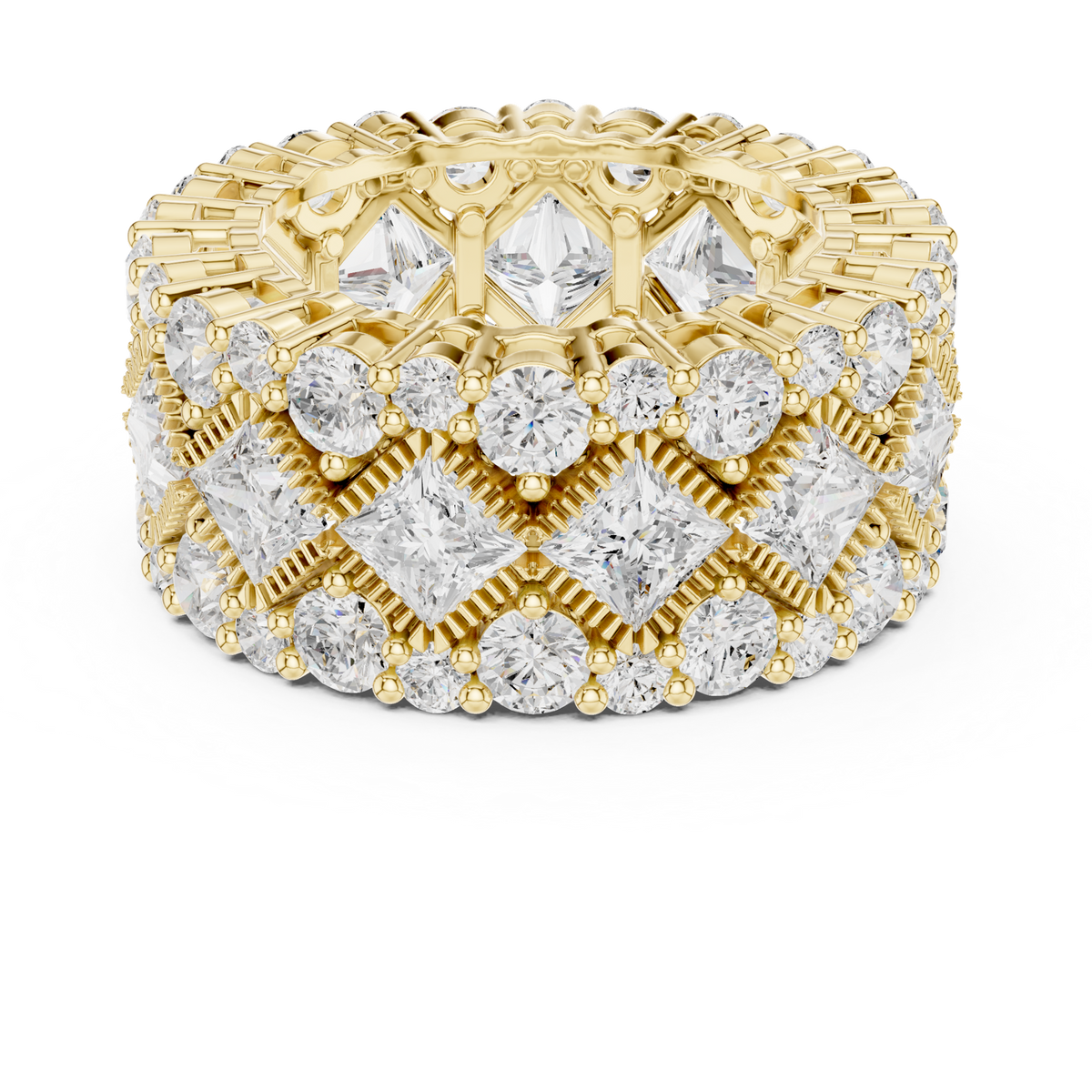 14K Solid Gold Lab Diamond Eternity Ring, Yellow Gold