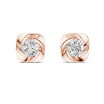 14K Solid Gold Lab Diamond Stud Earrings, Rose Gold, view 4