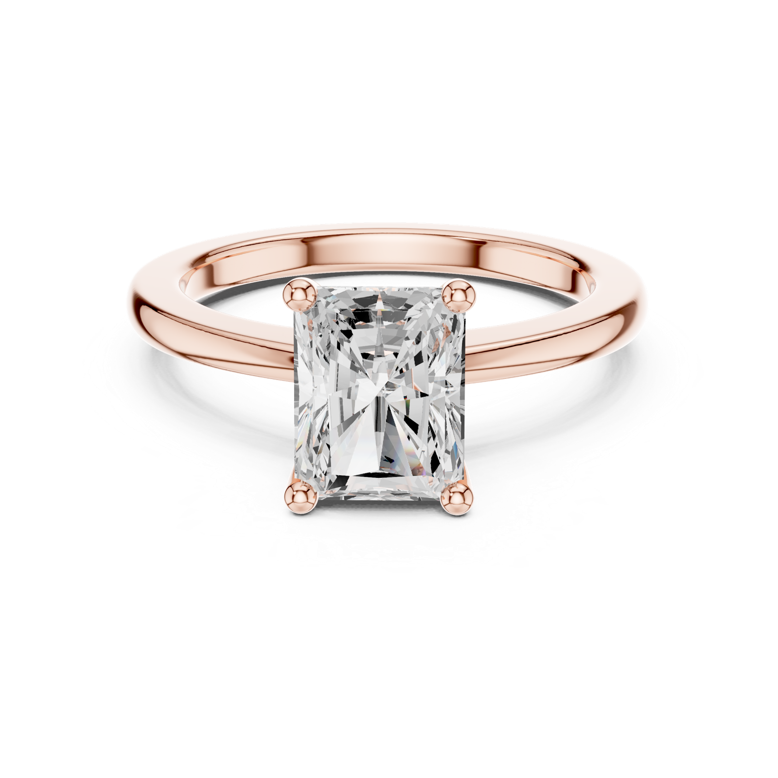 Gold Ring DDLR-032, Radiant center stone, Rose Gold, view 4