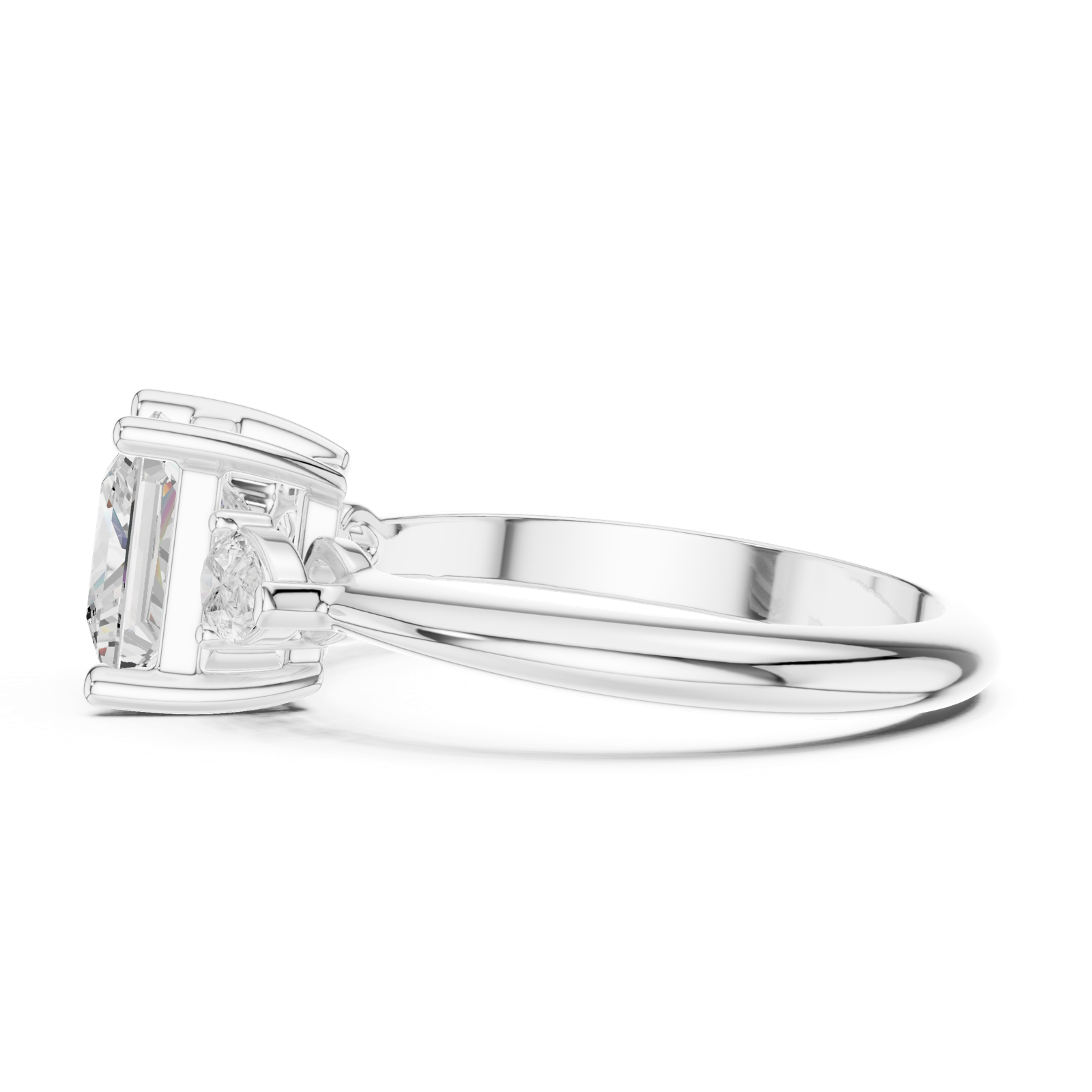 Gold Jewelry L35-66, Princess center stone, White Gold, view 3