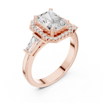 Gold Ring DDLR-342, Radiant center stone, Rose Gold, view 2