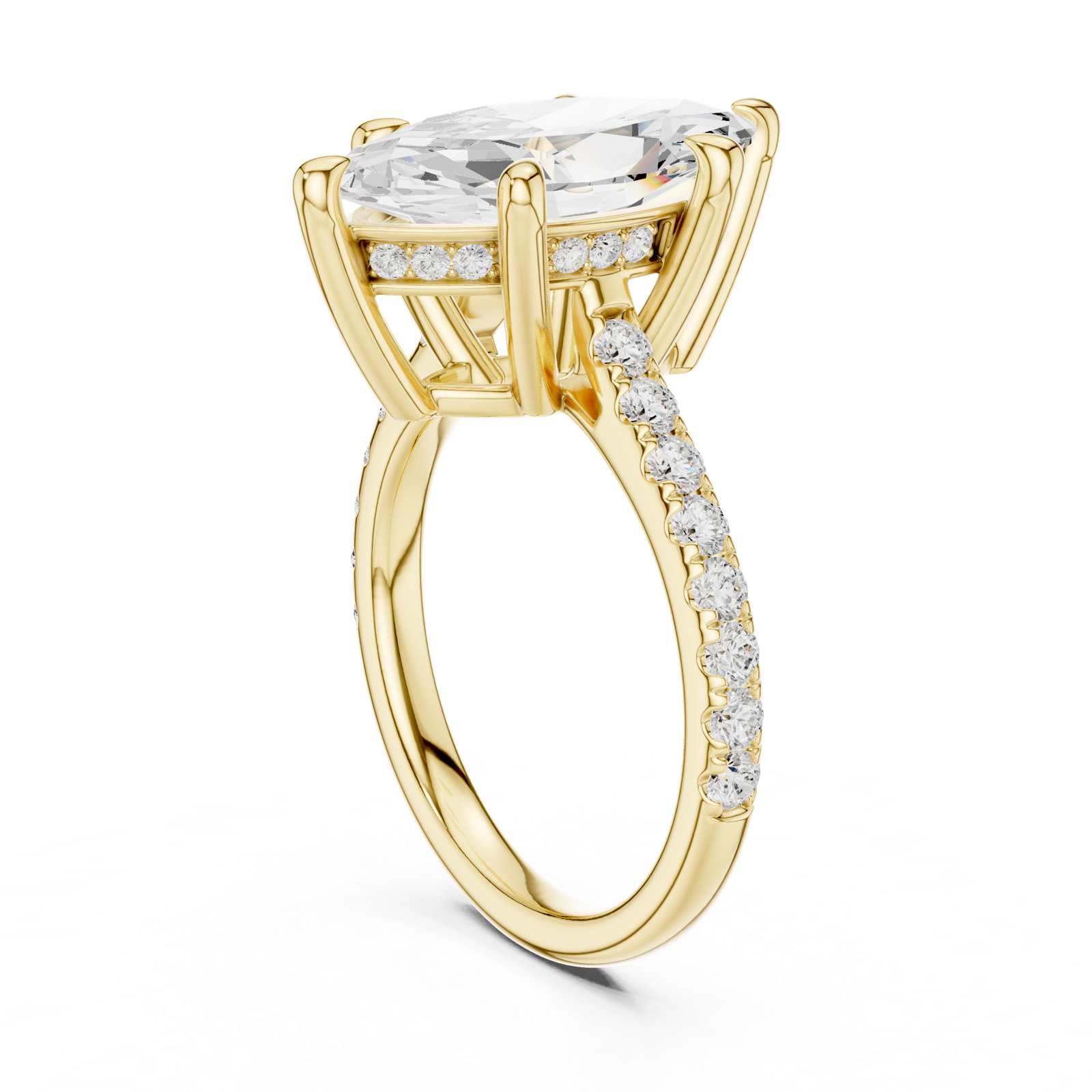 Gold Ring DDLR-250, Marquise center stone, Yellow Gold, view 1