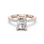Gold Ring DDLR-040, Radiant center stone, Rose Gold