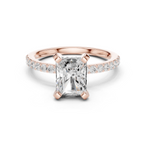 Gold Ring DDLR-040, Radiant center stone, Rose Gold