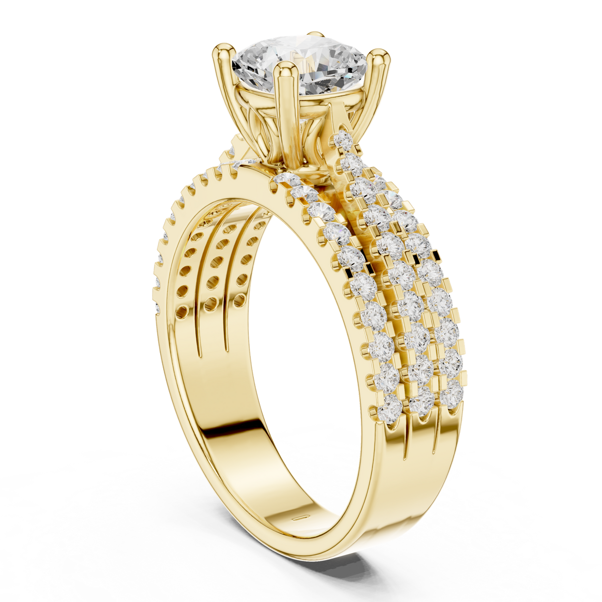 14K Solid Gold Lab Diamond Solitaire Ring, Yellow Gold, view 1