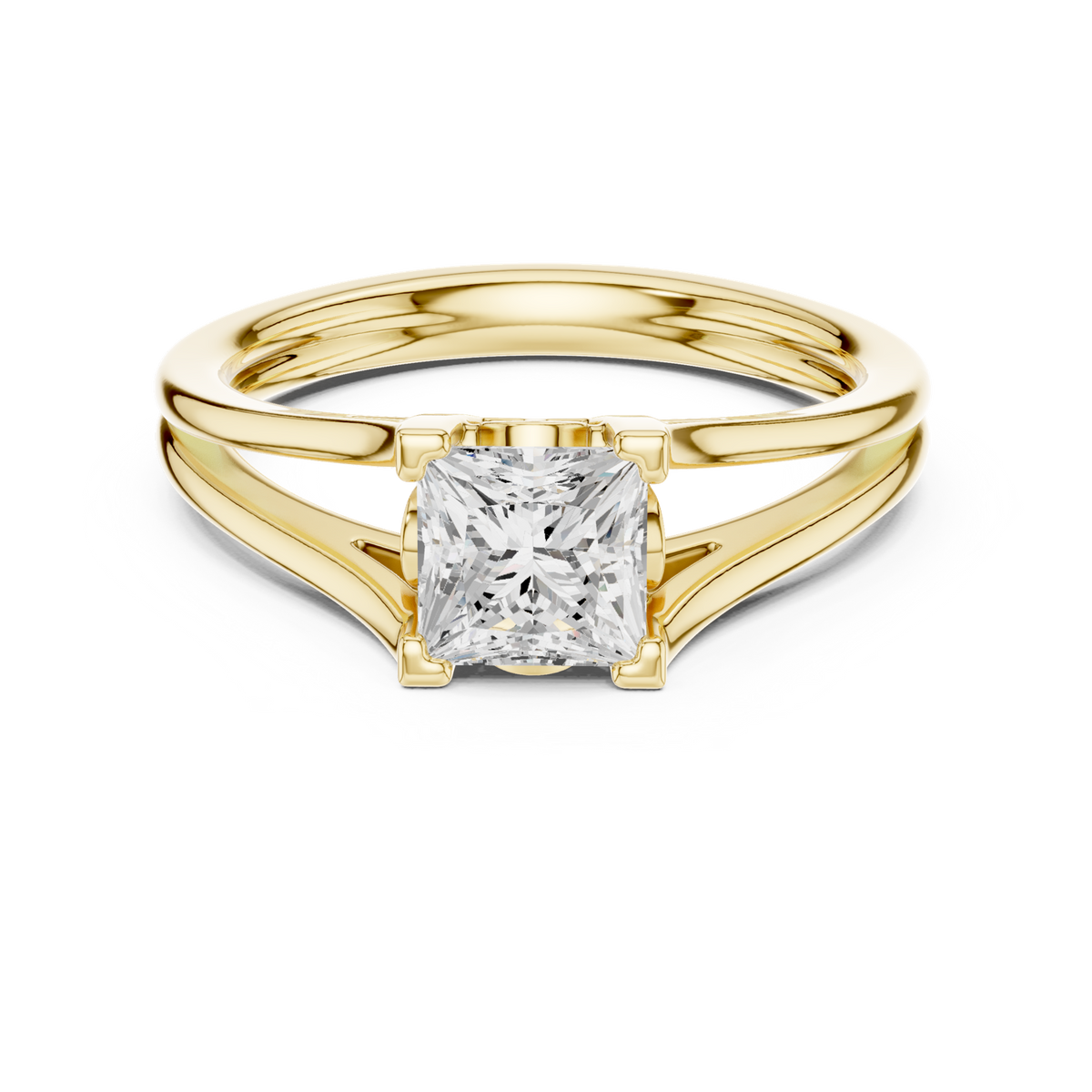 14K Solid Gold Lab Diamond Solitaire Ring, Yellow Gold