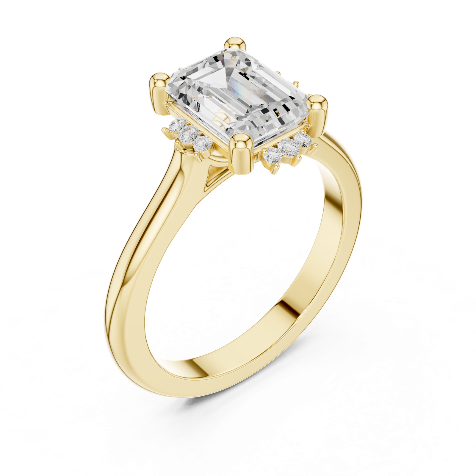 Gold Jewelry, Emerald center stone, Yellow Gold, view 2