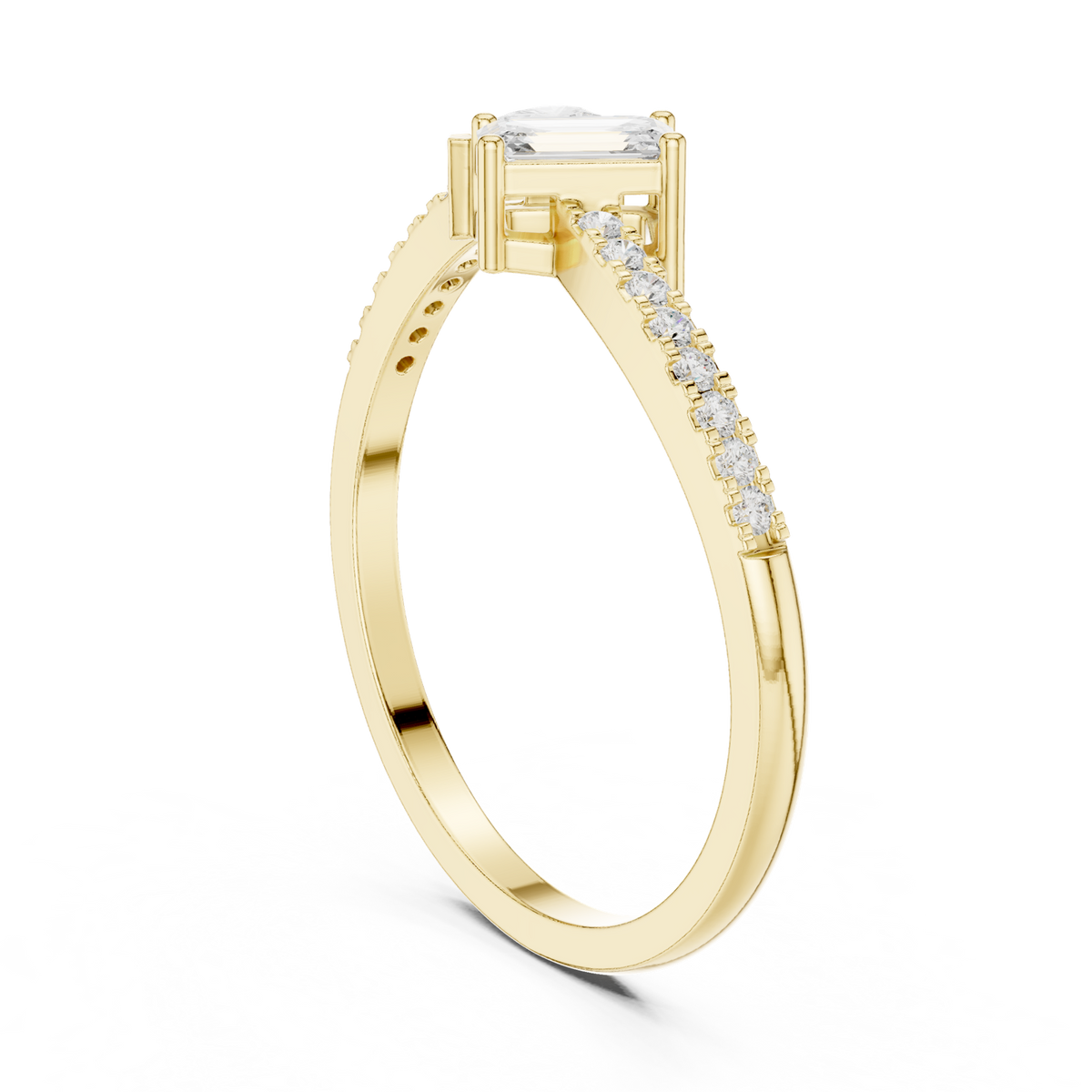 14K Solid Gold Lab Diamond Twist Ring, Yellow Gold, view 1