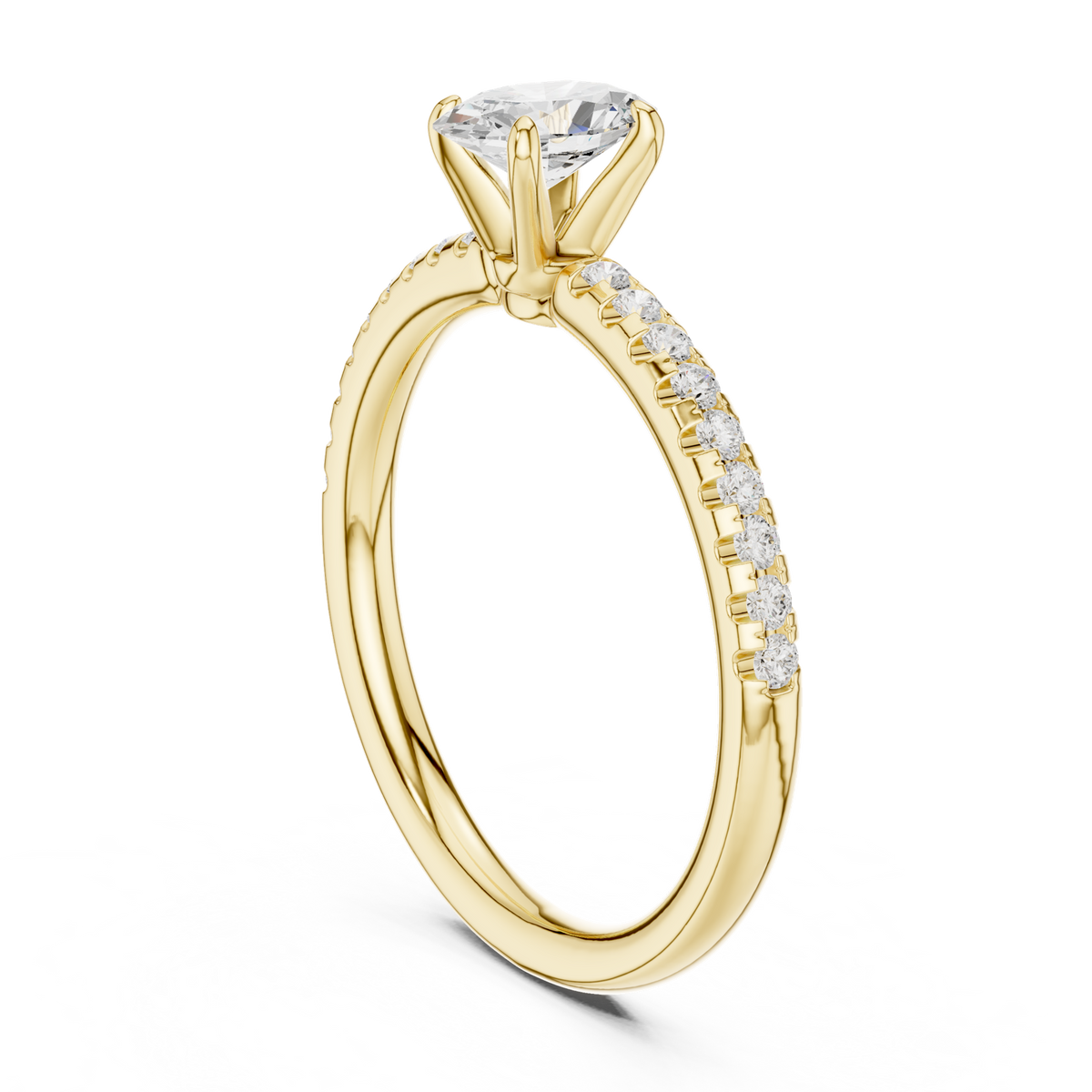 14K Solid Gold Lab Diamond Solitaire Ring, Yellow Gold, view 1
