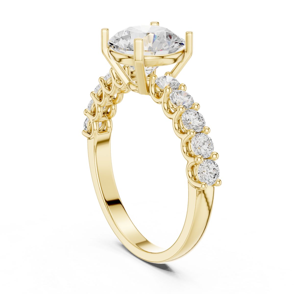 14K Solid Gold Lab Diamond Solitaire Ring, Yellow Gold, view 1
