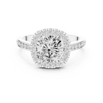 Gold Ring, Cushion center stone, White Gold, view 4