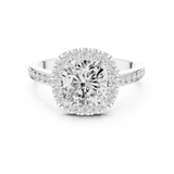 Gold Ring, Cushion center stone, White Gold, view 4