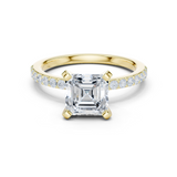 Gold Ring DDLR-040, Asscher center stone, Yellow Gold