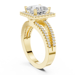Gold Ring DDLR-350, Princess center stone, Yellow Gold, view 1