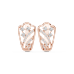 14K Solid Gold Lab Diamond Cluster Earrings, Rose Gold