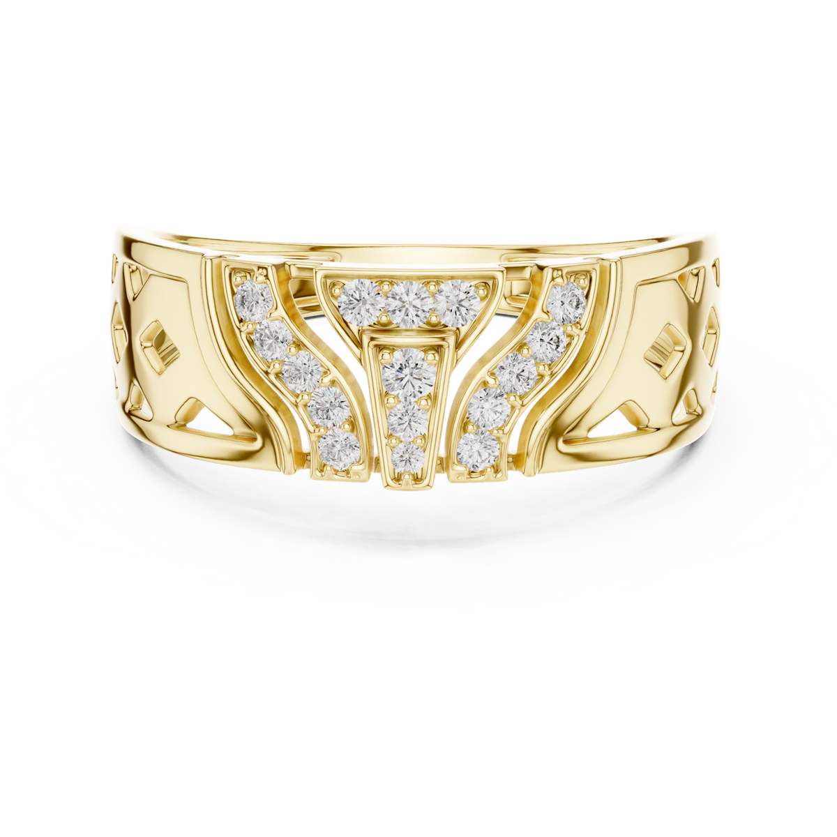 14K Solid Gold Lab Diamond Cluster Ring, Yellow Gold