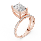 Gold Jewelry L35-39, Radiant center stone, Rose Gold, view 2