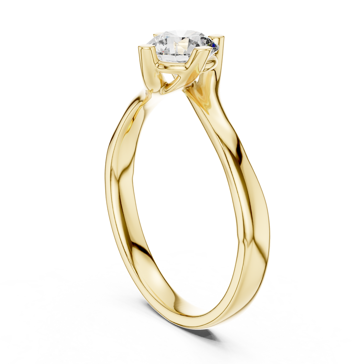 14K Solid Gold Lab Diamond Solitaire Ring, Yellow Gold, view 1