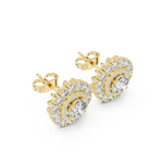 14K Solid Gold Lab Diamond Halo Earrings, Yellow Gold, view 2