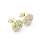 14K Solid Gold Lab Diamond Halo Earrings, Yellow Gold, view 2