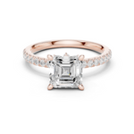 Gold Ring, Asscher center stone, Rose Gold