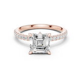 Gold Ring, Asscher center stone, Rose Gold