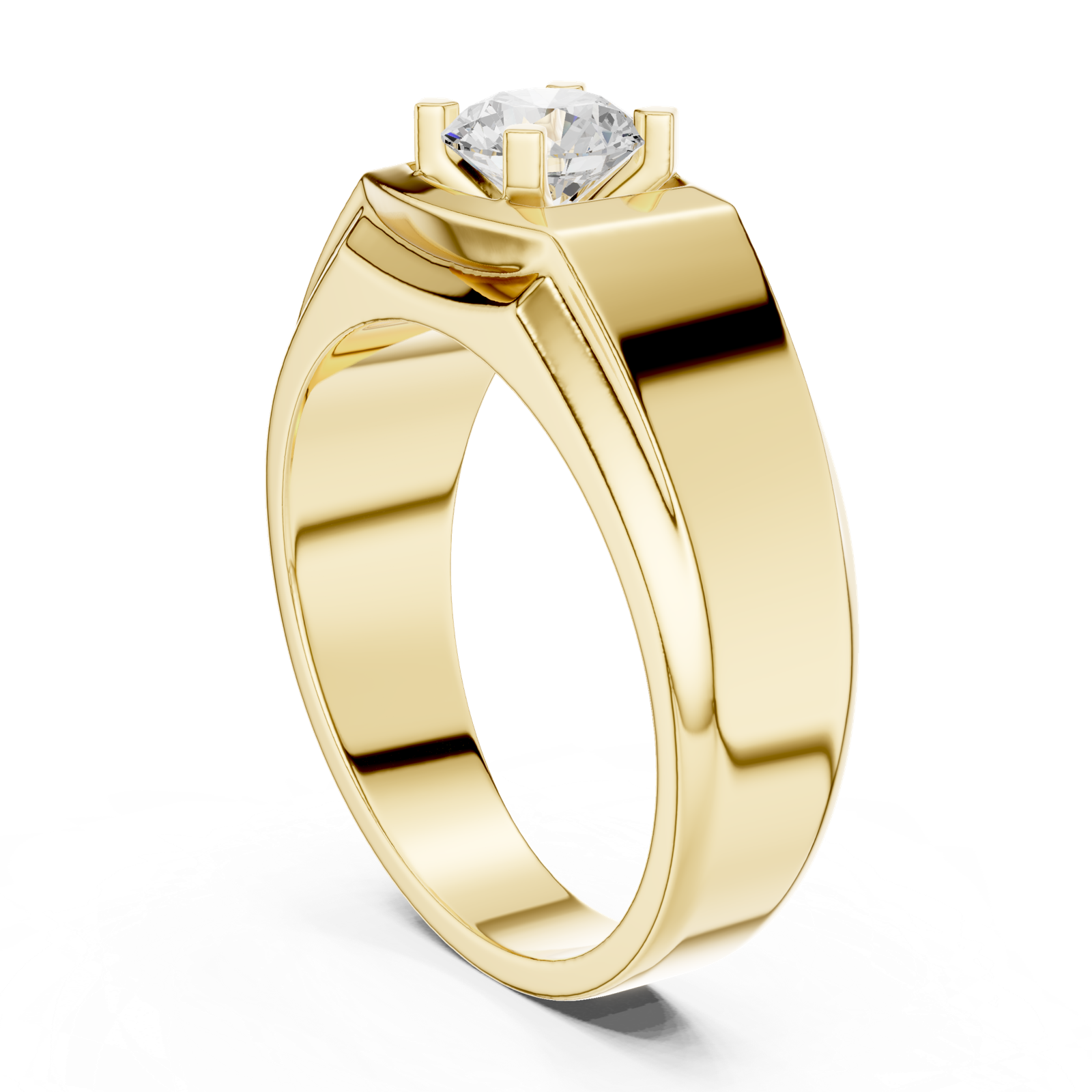 14K Solid Gold Lab Diamond Solitaire Ring, Yellow Gold, view 1