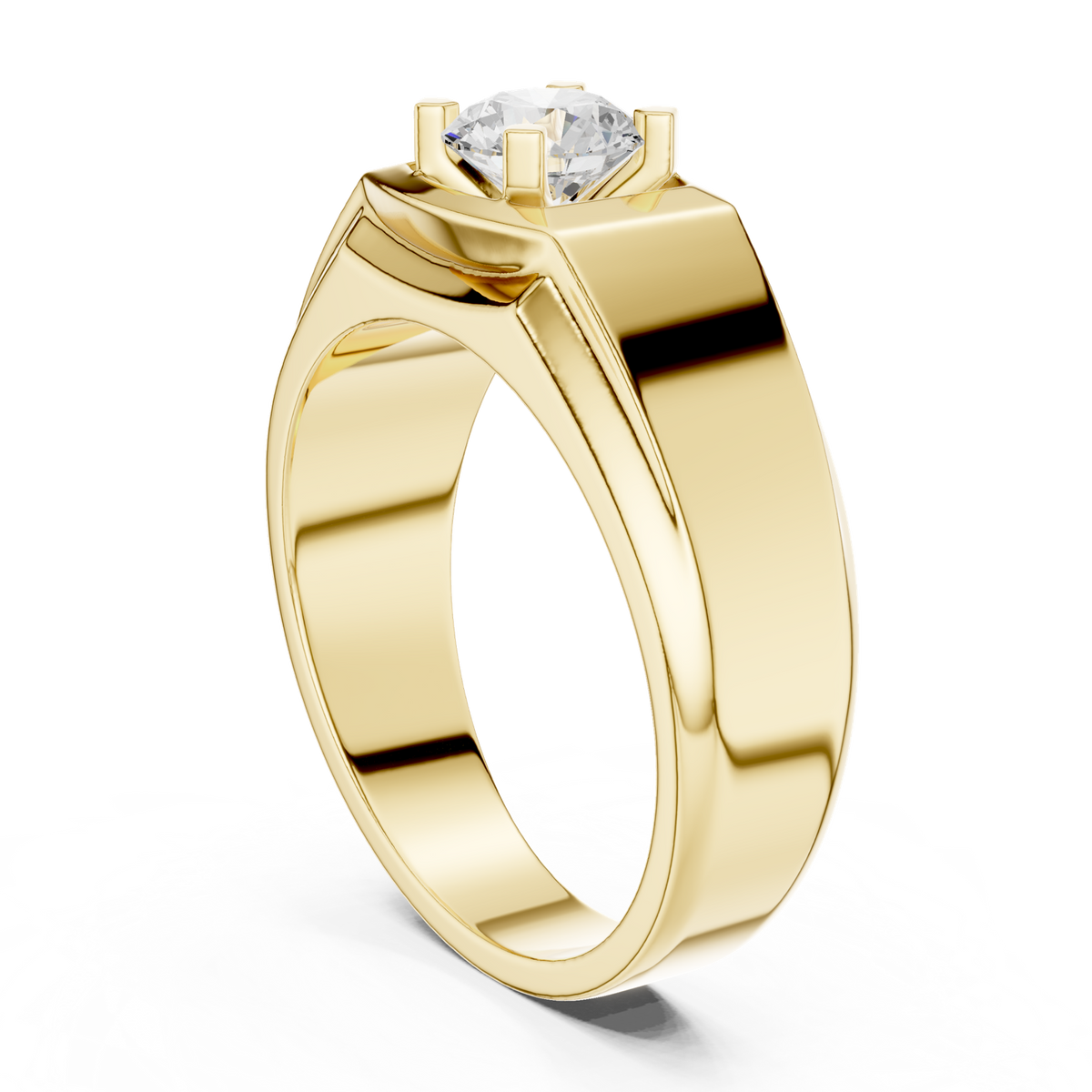14K Solid Gold Lab Diamond Solitaire Ring, Yellow Gold, view 1