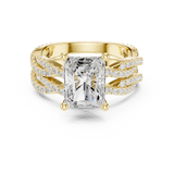Gold Ring DDLR-300, Radiant center stone, Yellow Gold, view 4