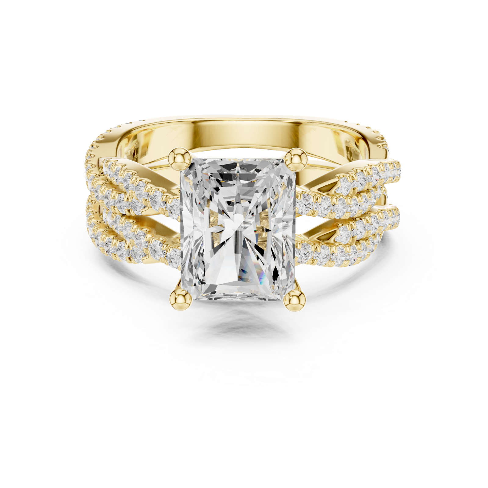 Gold Ring DDLR-300, Radiant center stone, Yellow Gold, view 4