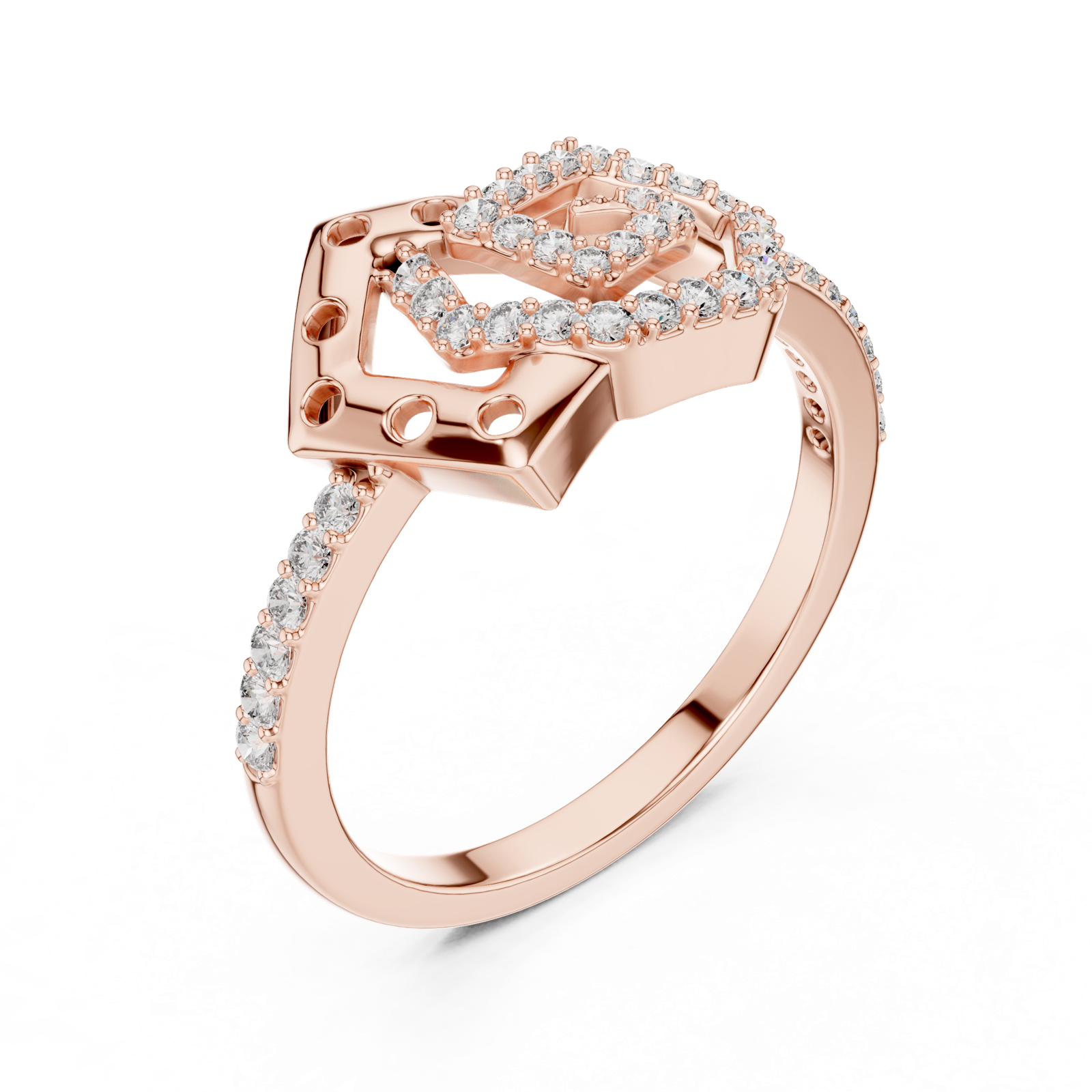 Gold Ring LR-01 (55), Rose Gold, view 2