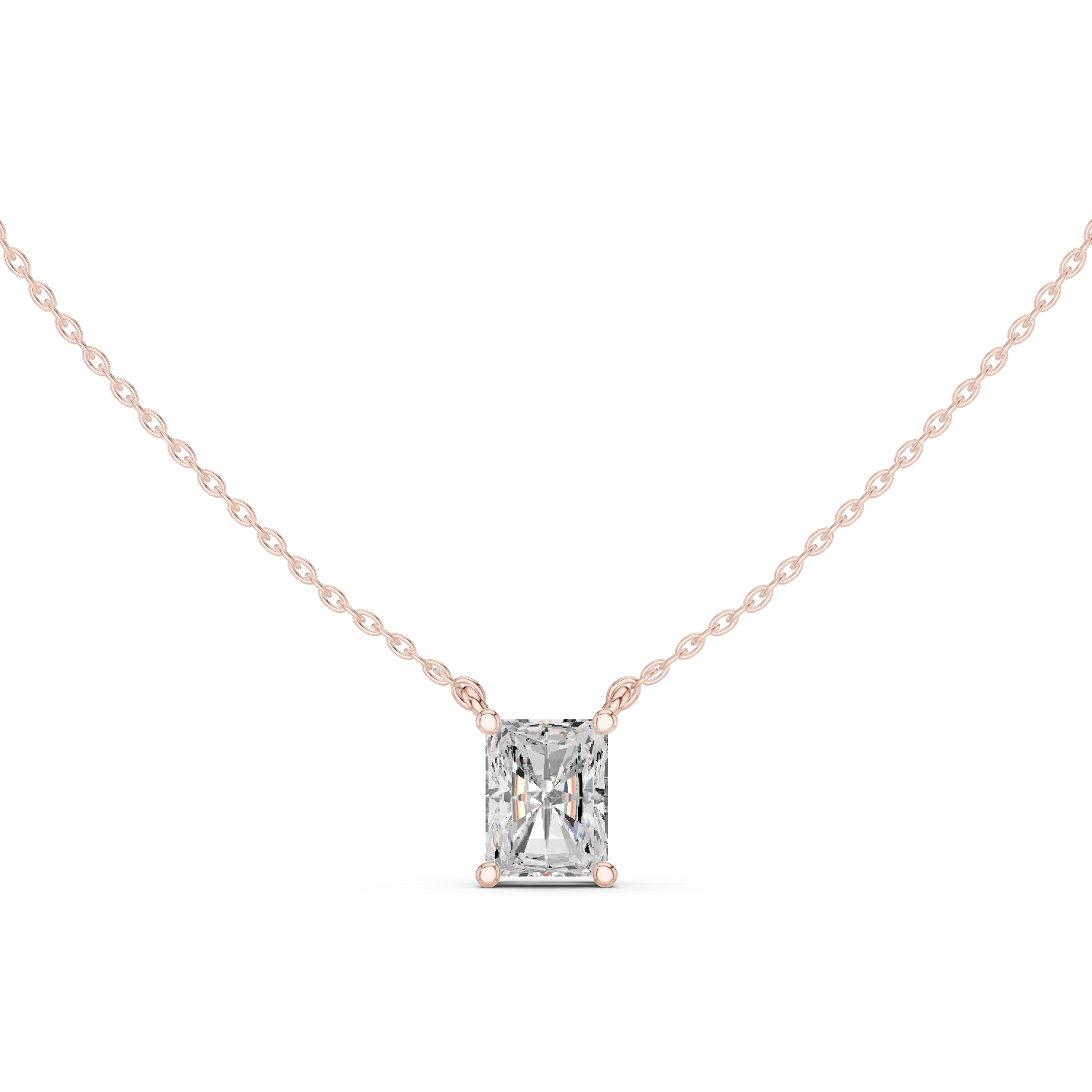 Gold Jewelry DDPO-001, Radiant center stone, Rose Gold