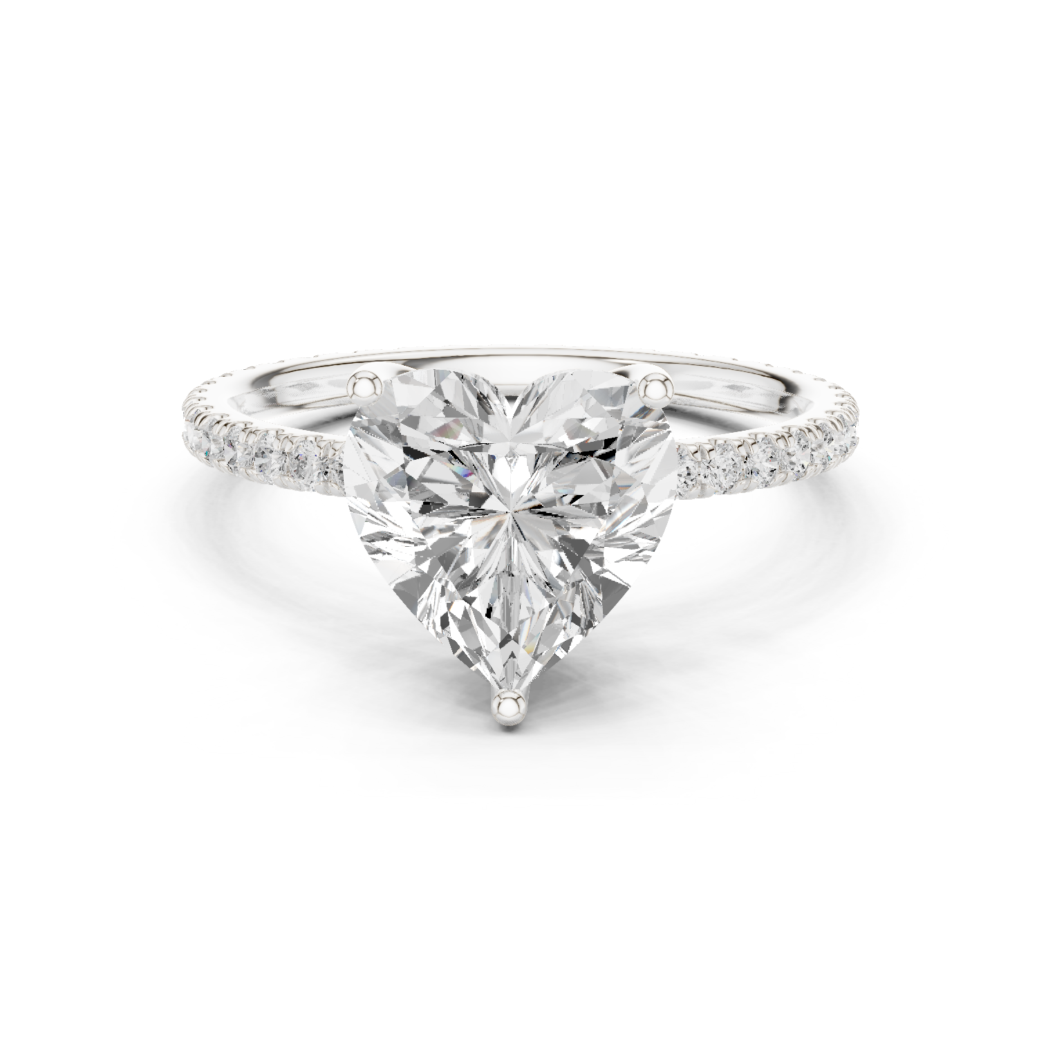 Gold Jewelry L36-16, Heart center stone, White Gold