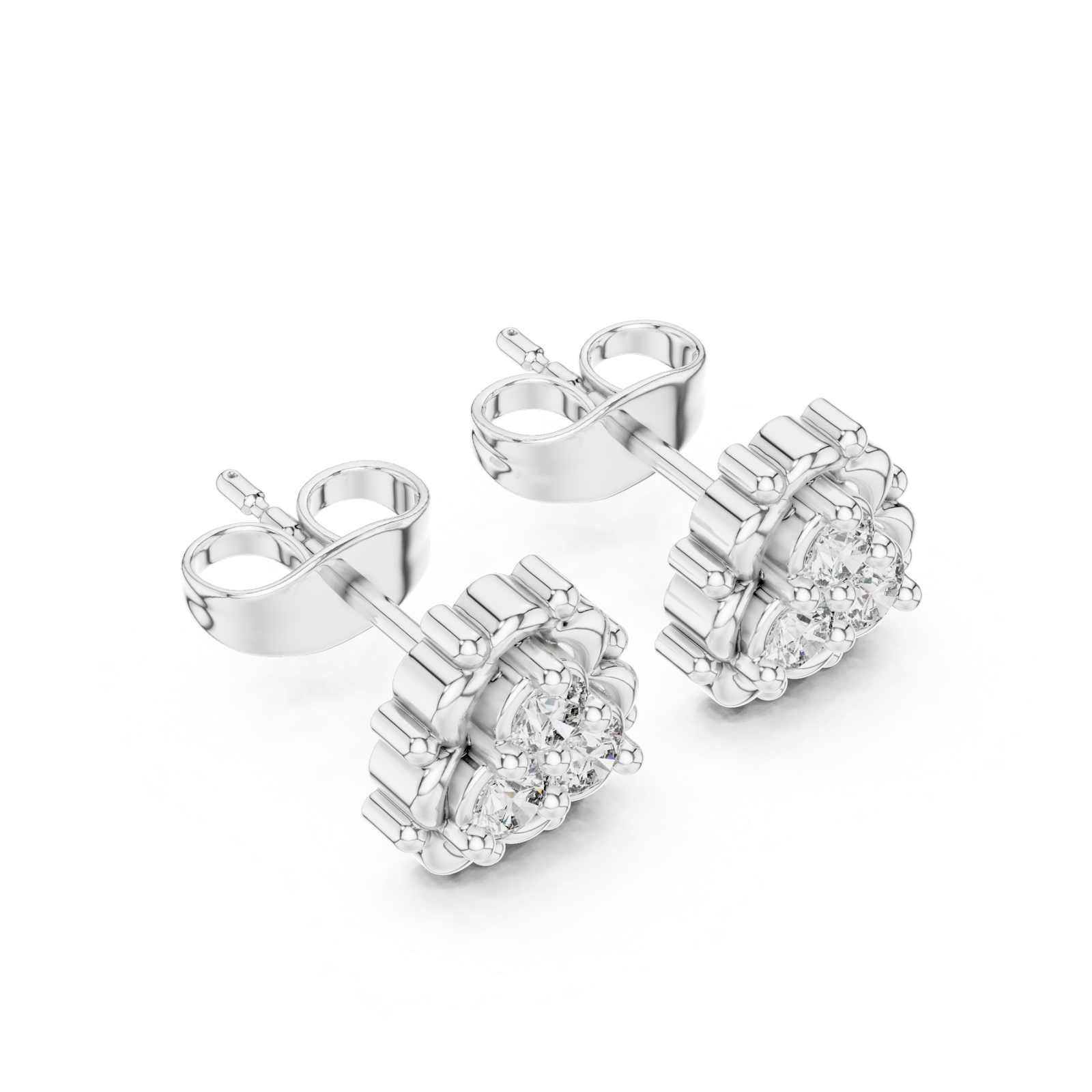 Gold Earrings 9-10040E, White Gold, view 2