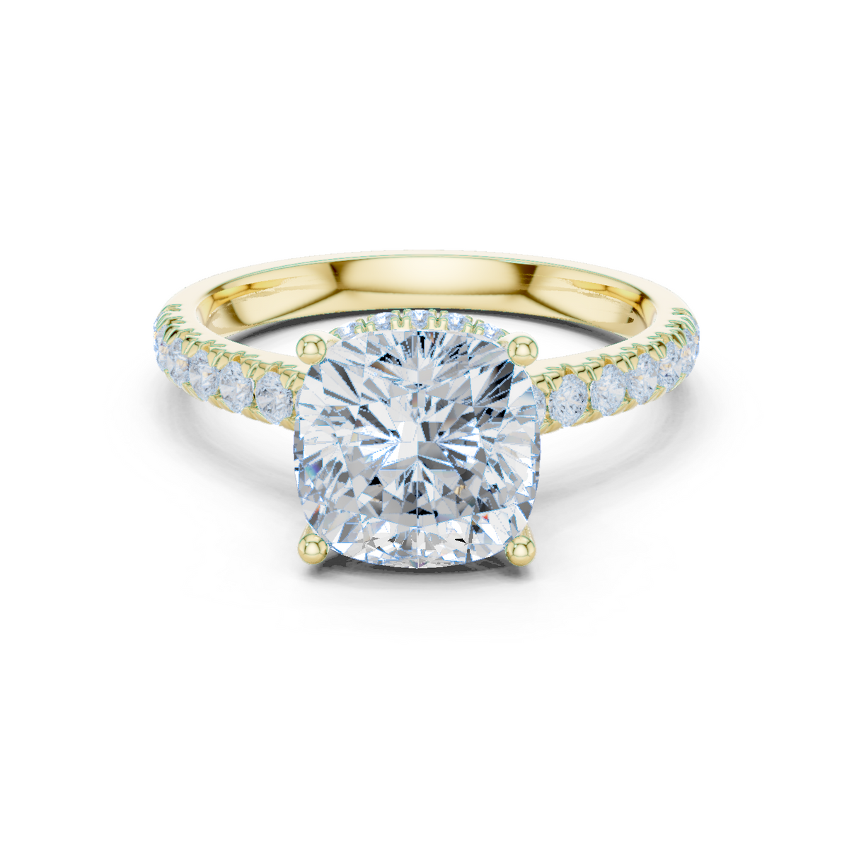 14K Solid Gold Lab Diamond Solitaire Ring, Yellow Gold