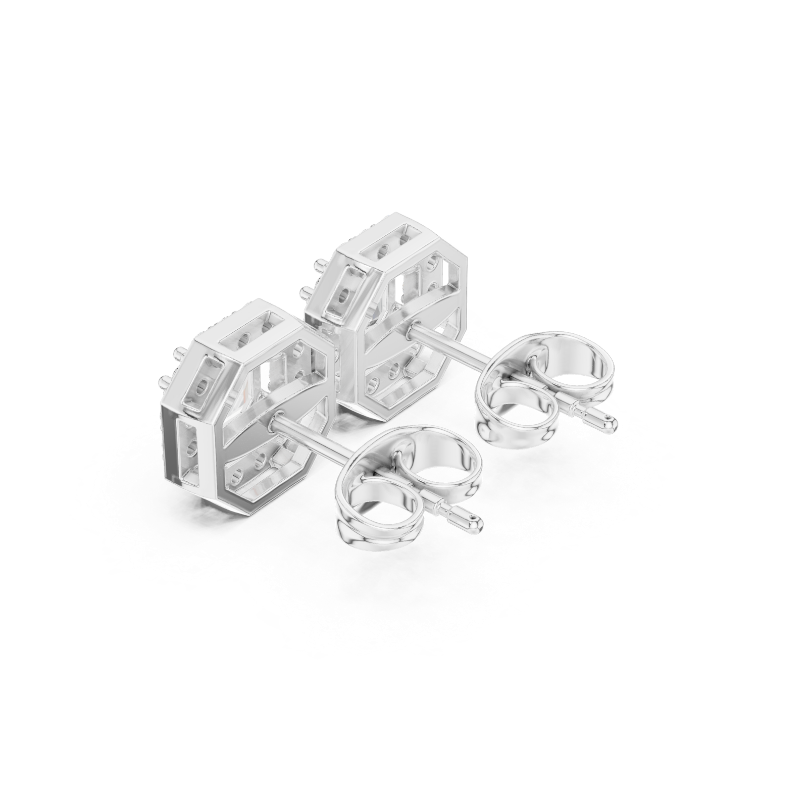 Gold Earrings ALJER-493, White Gold, view 2