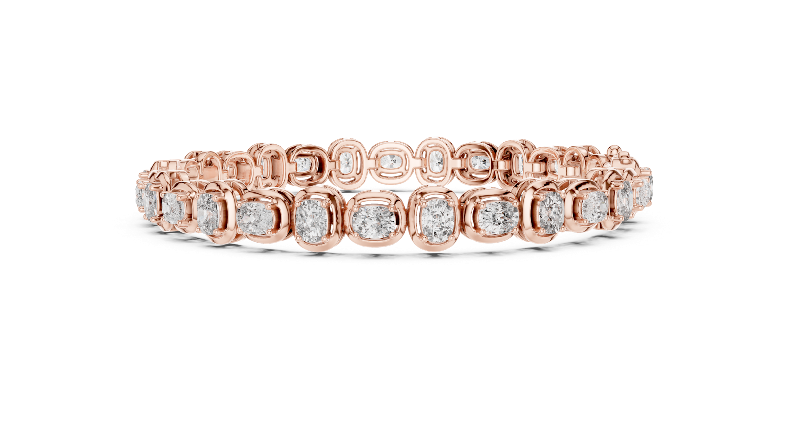 14K Solid Gold Lab Diamond Bracelet, Rose Gold, view 3