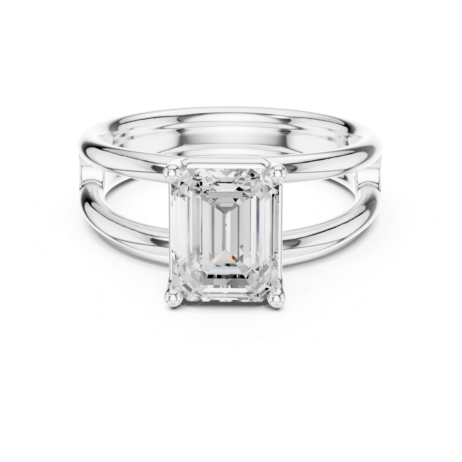 Gold Jewelry L36-9, Emerald center stone, White Gold, view 4