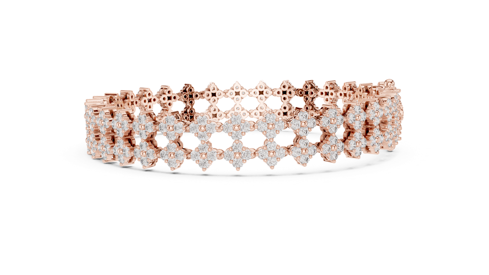 14K Solid Gold Lab Diamond Bracelet, Rose Gold, view 3