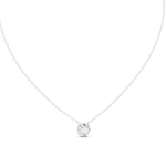 14K Solid Gold Lab Diamond Solitaire Pendant Necklace, White Gold, view 4