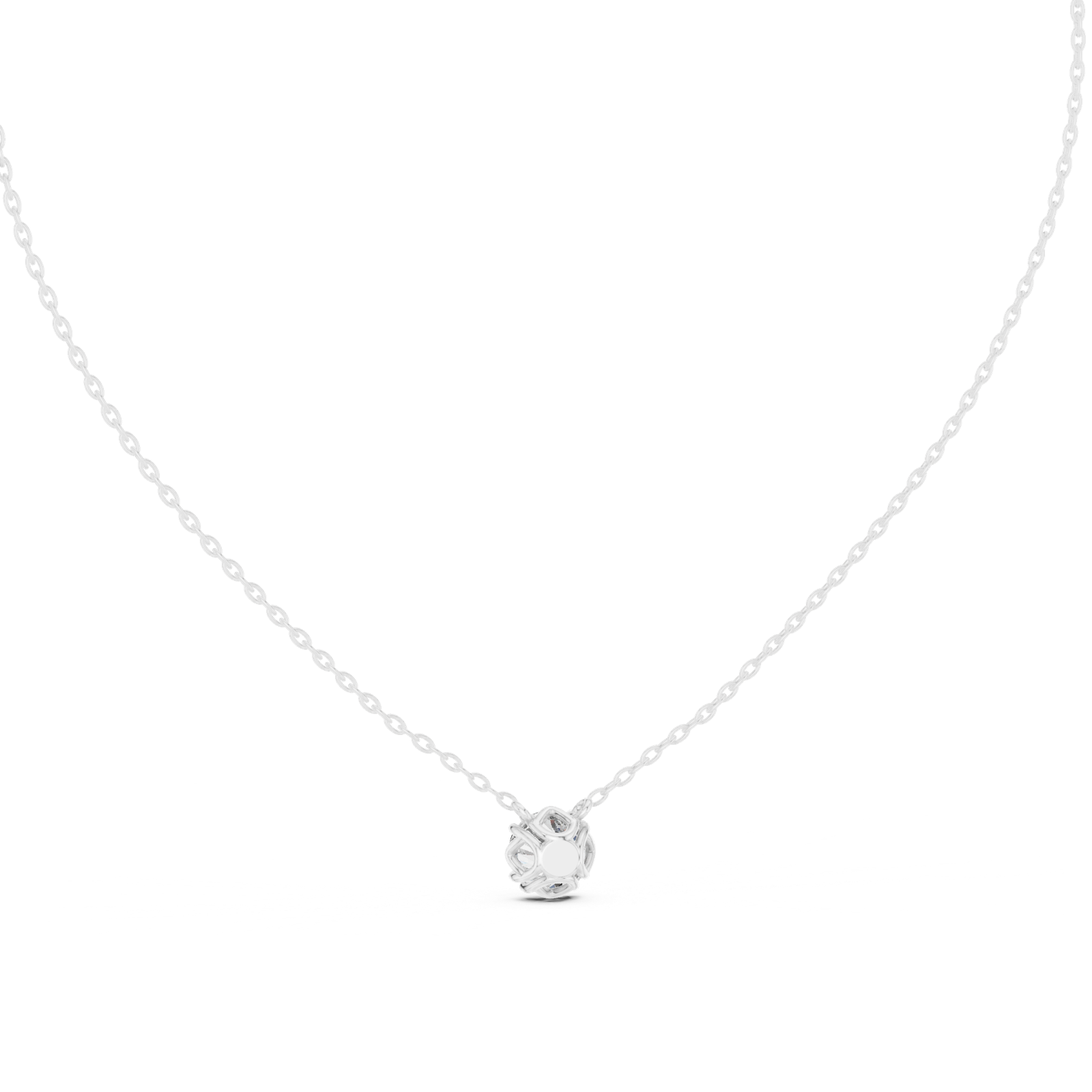 14K Solid Gold Lab Diamond Solitaire Pendant Necklace, White Gold, view 4