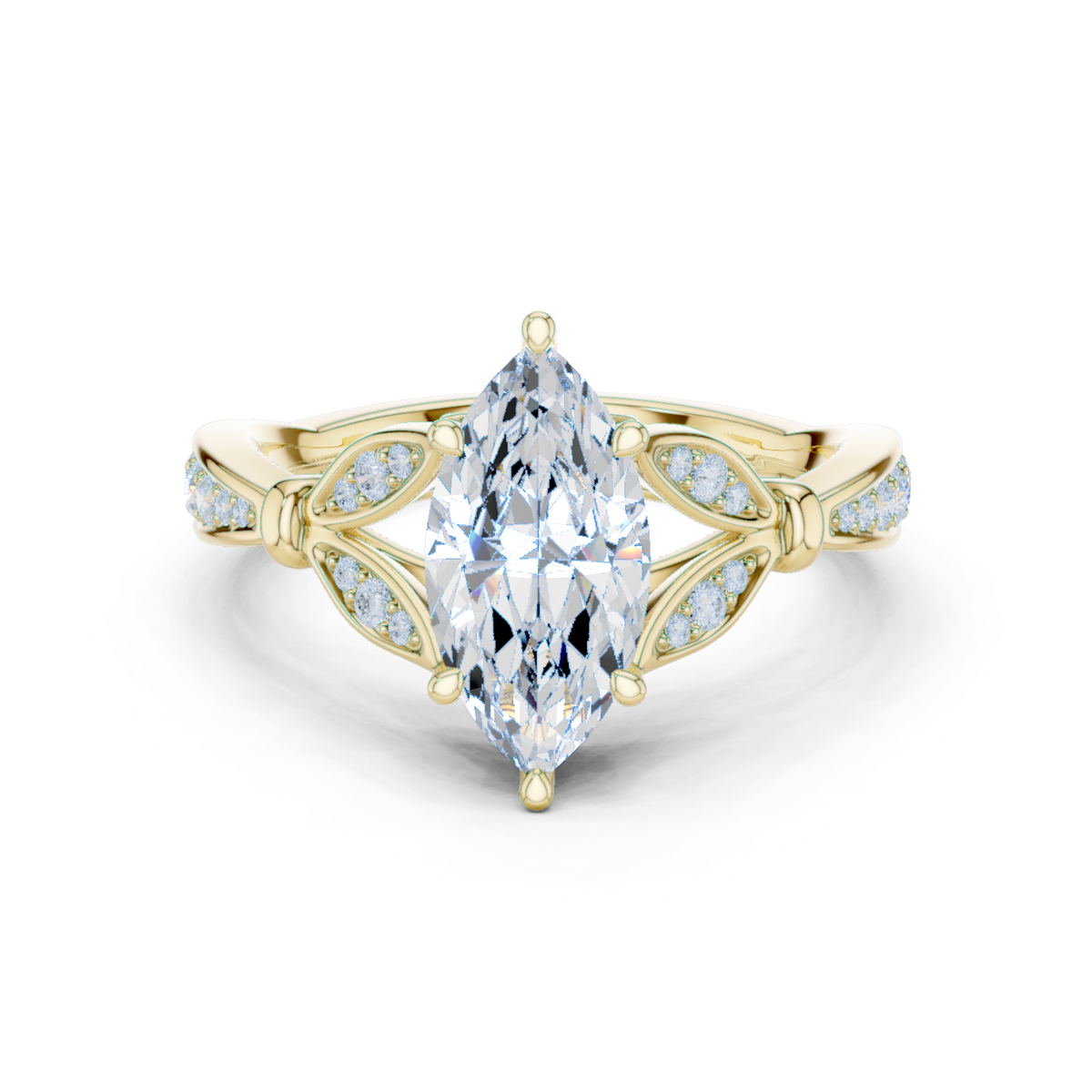 14K Solid Gold Lab Diamond Solitaire Ring, Yellow Gold