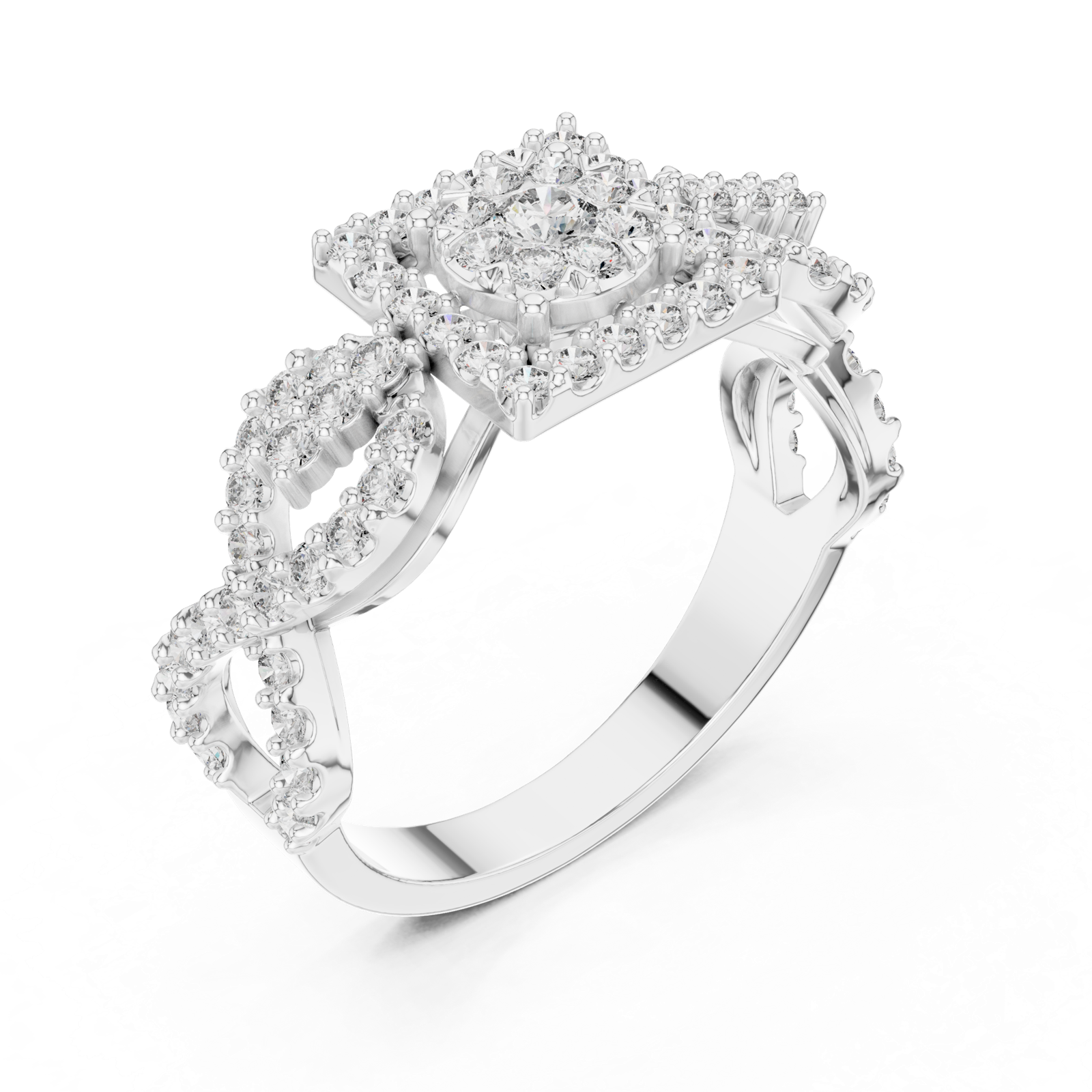 Gold Ring 19-120007L, White Gold, view 2