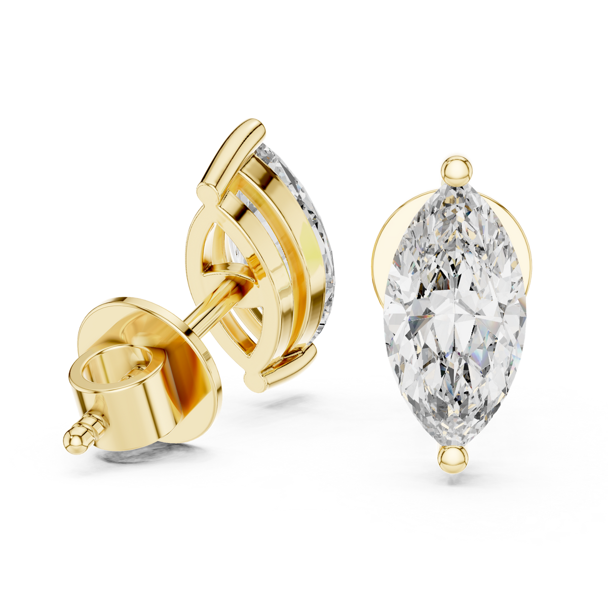 14K Solid Gold Lab Diamond Stud Earrings, Yellow Gold, view 1