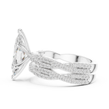 Gold Ring DDLR-300, Marquise center stone, White Gold, view 3