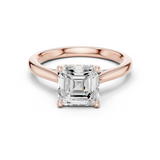 Gold Ring DDLR-163, Asscher center stone, Rose Gold