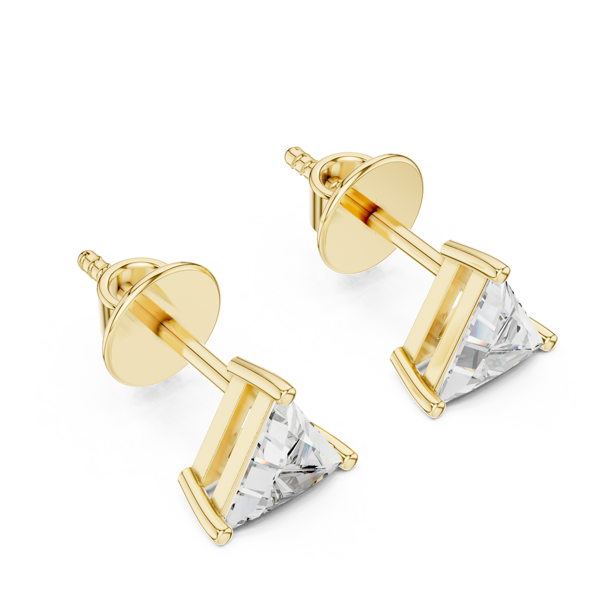 14K Solid Gold Lab Diamond Stud Earrings, Yellow Gold, view 2