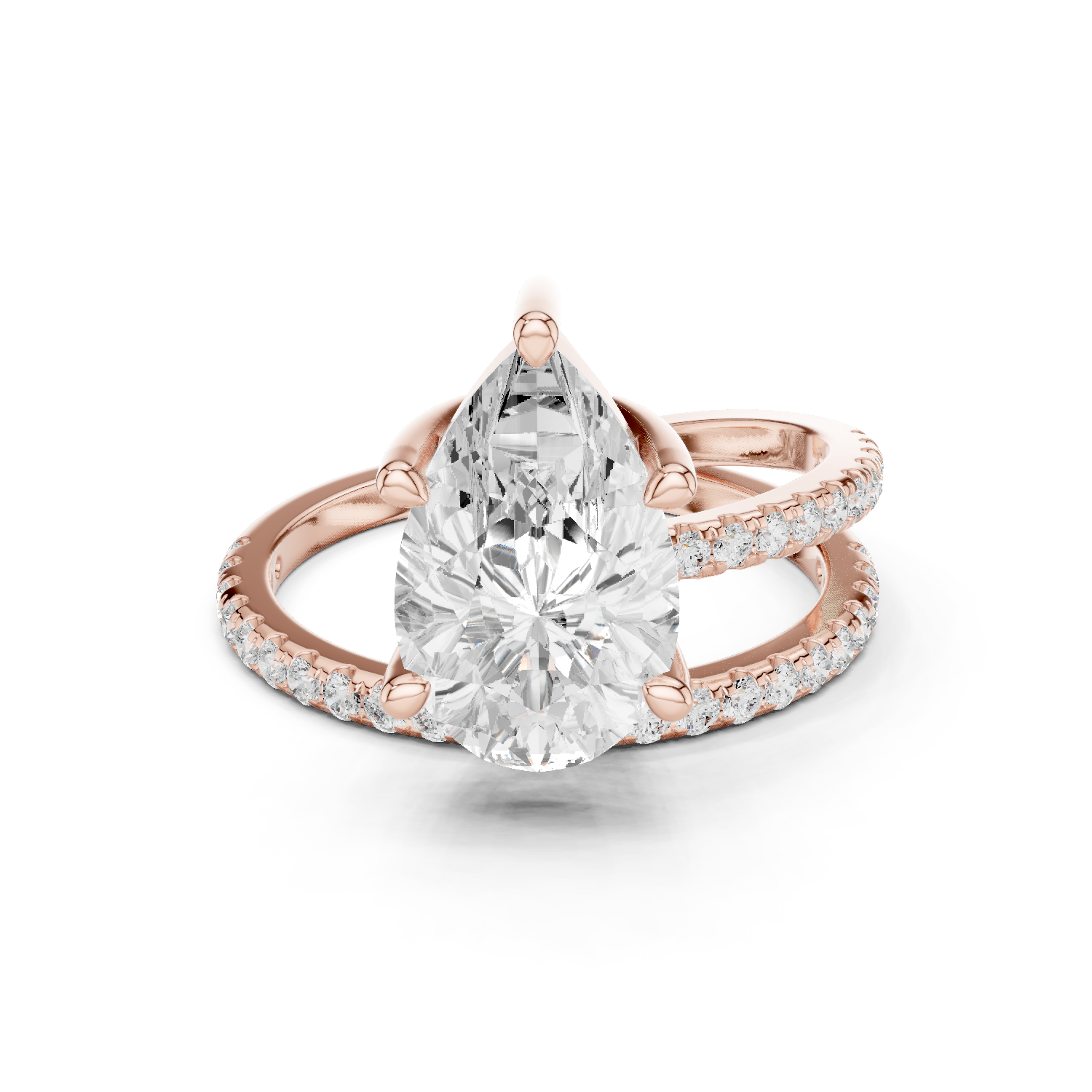 Gold Jewelry L35-39, Pear center stone, Rose Gold