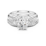 Gold Ring DDLR-299, Oval center stone, White Gold, view 4
