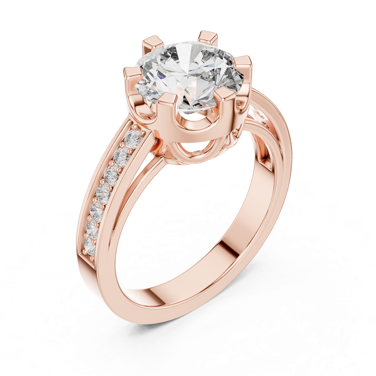 14K Solid Gold Lab Diamond Solitaire Ring, Rose Gold, view 2